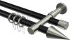 10223726-102939 Rundrohr-Innenlauf Gardinenstange Aluminium / Metall 20 mm Ø 2-läufig PRESTIGE - Savio Schwarz / Edelstahl-Optik