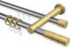 10223812-101238 Rundrohr-Innenlauf Gardinenstange Aluminium / Metall 20 mm Ø 2-läufig PLATON - Elanto Chrom / Messing-Optik