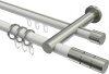10223812-103239 Rundrohr-Innenlauf Gardinenstange Aluminium / Metall 20 mm Ø 2-läufig PLATON - Elanto Weiß / Edelstahl-Optik