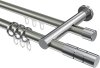 10223812-103912 Rundrohr-Innenlauf Gardinenstange Aluminium / Metall 20 mm Ø 2-läufig PLATON - Elanto Edelstahl-Optik / Chrom