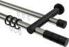 10223812-103929 Rundrohr-Innenlauf Gardinenstange Aluminium / Metall 20 mm Ø 2-läufig PLATON - Elanto Edelstahl-Optik / Schwarz