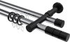 10223826-XX1229 Rundrohr-Innenlauf Gardinenstange Aluminium / Metall 20 mm Ø 2-läufig PRESTIGE - Elanto Chrom / Schwarz