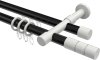 10223826-102932 Rundrohr-Innenlauf Gardinenstange Aluminium / Metall 20 mm Ø 2-läufig PRESTIGE - Elanto Schwarz / Weiß