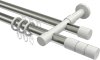 10223826-XX3932 Rundrohr-Innenlauf Gardinenstange Aluminium / Metall 20 mm Ø 2-läufig PRESTIGE - Elanto Edelstahl-Optik / Weiß