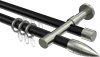 10223926-XX2939 Rundrohr-Innenlauf Gardinenstange Aluminium / Metall 20 mm Ø 2-läufig PRESTIGE - Samanto Schwarz / Edelstahl-Optik