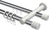 10224112-101232 Rundrohr-Innenlauf Gardinenstange Aluminium / Metall 20 mm Ø 2-läufig PLATON - Estana Chrom / Weiß