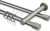 10224112-101239 Rundrohr-Innenlauf Gardinenstange Aluminium / Metall 20 mm Ø 2-läufig PLATON - Estana Chrom / Edelstahl-Optik