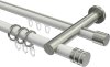 10224112-103239 Rundrohr-Innenlauf Gardinenstange Aluminium / Metall 20 mm Ø 2-läufig PLATON - Estana Weiß / Edelstahl-Optik