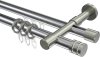 10224126-101239 Rundrohr-Innenlauf Gardinenstange Aluminium / Metall 20 mm Ø 2-läufig PRESTIGE - Estana Chrom / Edelstahl-Optik