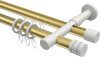 10224126-103832 Rundrohr-Innenlauf Gardinenstange Aluminium / Metall 20 mm Ø 2-läufig PRESTIGE - Estana Messing-Optik / Weiß