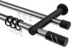 10224212-101229 Rundrohr-Innenlauf Gardinenstange Aluminium / Metall 20 mm Ø 2-läufig PLATON - Zoena Chrom / Schwarz