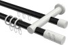 10224212-102932 Rundrohr-Innenlauf Gardinenstange Aluminium / Metall 20 mm Ø 2-läufig PLATON - Zoena Schwarz / Weiß