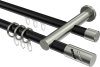 10224212-102939 Rundrohr-Innenlauf Gardinenstange Aluminium / Metall 20 mm Ø 2-läufig PLATON - Zoena Schwarz / Edelstahl-Optik