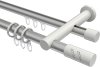 10224212-103332 Rundrohr-Innenlauf Gardinenstange Aluminium / Metall 20 mm Ø 2-läufig PLATON - Zoena Silbergrau / Weiß