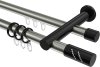 10224212-103929 Rundrohr-Innenlauf Gardinenstange Aluminium / Metall 20 mm Ø 2-läufig PLATON - Zoena Edelstahl-Optik / Schwarz