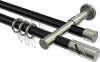 10224226-102939 Rundrohr-Innenlauf Gardinenstange Aluminium / Metall 20 mm Ø 2-läufig PRESTIGE - Zoena Schwarz / Edelstahl-Optik