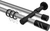 10224226-XX3329 Rundrohr-Innenlauf Gardinenstange Aluminium / Metall 20 mm Ø 2-läufig PRESTIGE - Zoena Silbergrau / Schwarz