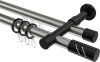 10224226-XX3929 Rundrohr-Innenlauf Gardinenstange Aluminium / Metall 20 mm Ø 2-läufig PRESTIGE - Zoena Edelstahl-Optik / Schwarz