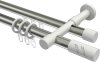 10224226-XX3932 Rundrohr-Innenlauf Gardinenstange Aluminium / Metall 20 mm Ø 2-läufig PRESTIGE - Zoena Edelstahl-Optik / Weiß