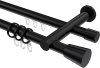 10224612-1029 Rundrohr-Innenlauf Gardinenstange Aluminium / Metall 20 mm Ø 2-läufig PLATON - Sitra Schwarz