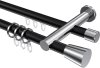 10224612-XX2912 Rundrohr-Innenlauf Gardinenstange Aluminium / Metall 20 mm Ø 2-läufig PLATON - Sitra Schwarz / Chrom