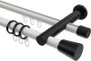 10224612-103229 Rundrohr-Innenlauf Gardinenstange Aluminium / Metall 20 mm Ø 2-läufig PLATON - Sitra Weiß / Schwarz