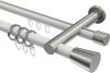 10224612-103239 Rundrohr-Innenlauf Gardinenstange Aluminium / Metall 20 mm Ø 2-läufig PLATON - Sitra Weiß / Edelstahl-Optik