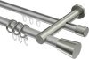 10224612-103339 Rundrohr-Innenlauf Gardinenstange Aluminium / Metall 20 mm Ø 2-läufig PLATON - Sitra Silbergrau / Edelstahl-Optik