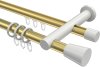 10224612-103832 Rundrohr-Innenlauf Gardinenstange Aluminium / Metall 20 mm Ø 2-läufig PLATON - Sitra Messing-Optik / Weiß