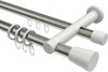 10224612-103932 Rundrohr-Innenlauf Gardinenstange Aluminium / Metall 20 mm Ø 2-läufig PLATON - Sitra Edelstahl-Optik / Weiß
