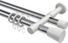 10224626-101232 Rundrohr-Innenlauf Gardinenstange Aluminium / Metall 20 mm Ø 2-läufig PRESTIGE - Sitra Chrom / Weiß