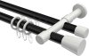 10224626-102932 Rundrohr-Innenlauf Gardinenstange Aluminium / Metall 20 mm Ø 2-läufig PRESTIGE - Sitra Schwarz / Weiß
