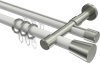 10224626-103239 Rundrohr-Innenlauf Gardinenstange Aluminium / Metall 20 mm Ø 2-läufig PRESTIGE - Sitra Weiß / Edelstahl-Optik