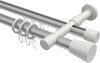 10224626-XX3332 Rundrohr-Innenlauf Gardinenstange Aluminium / Metall 20 mm Ø 2-läufig PRESTIGE - Sitra Silbergrau / Weiß