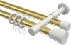 10224626-103832 Rundrohr-Innenlauf Gardinenstange Aluminium / Metall 20 mm Ø 2-läufig PRESTIGE - Sitra Messing-Optik / Weiß
