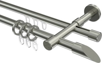 Rundrohr-Innenlauf Gardinenstange Edelstahl-Optik 16 mm Ø 2-läufig SINUX - Santoni 100 cm