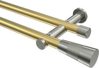 Gardinenstange Messing-Optik / Edelstahl-Optik 20 mm Ø 2-läufig PLATON - Tanara (ohne Ringe) 100 cm