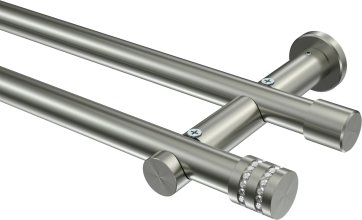 Gardinenstange Edelstahl-Optik 20 mm Ø 2-läufig PLATON - Estana (ohne Ringe) 100 cm