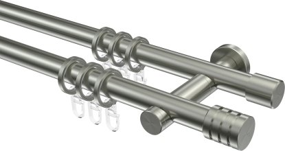 Gardinenstange Edelstahl 20 mm Ø 2-läufig PERFECTA - Fario 100 cm
