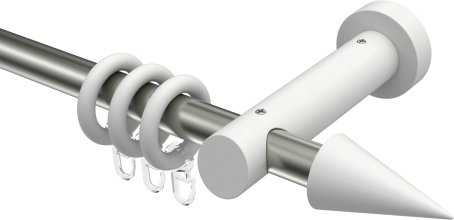 Gardinenstange Edelstahl / Holz Weiß lackiert 20 mm Ø TALENA - Siveo 100 cm