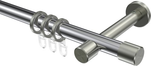 Gardinenstange Metall 20 mm Ø PRESTIGE - Santo Chrom / Edelstahl-Optik 100 cm
