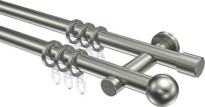 Gardinenstange Edelstahl 20 mm Ø 2-läufig PERFECTA - Luino 100 cm