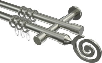 Gardinenstange Edelstahl-Optik 20 mm Ø 2-läufig PRESTIGE - Galaxa 100 cm