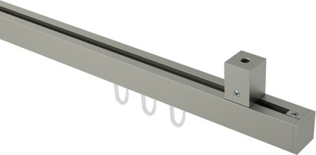Innenlauf Gardinenstange Deckenmontage Aluminium / Metall eckig 20x20 mm QUADLINE - Sono Satin-Silber 100 cm