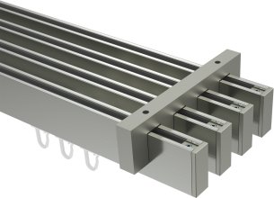 Innenlauf Gardinenstange Deckenmontage Edelstahl-Optik eckig 14x35 mm 4-läufig SMARTLINE - Paxo 100 cm