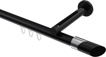 Innenlauf Gardinenstange Aluminium / Metall 20 mm Ø SITENO - Verano Schwarz 100 cm