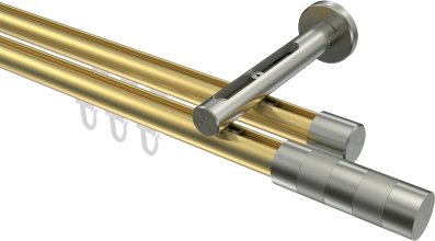 Innenlauf Gardinenstange Messing-Optik / Edelstahl-Optik 20 mm Ø 2-läufig SITENO - Mavell 100 cm