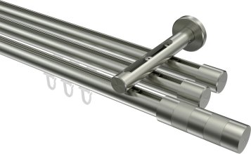 Innenlauf Gardinenstange Edelstahl-Optik 20 mm Ø 3-läufig SITENO - Mavell 100 cm