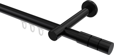 Innenlauf Gardinenstange Aluminium / Metall 20 mm Ø PRESTIGE - Elanto Schwarz 100 cm