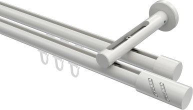 Innenlauf Gardinenstange Aluminium / Metall 20 mm Ø 2-läufig SITENO - Zoena Weiß 100 cm